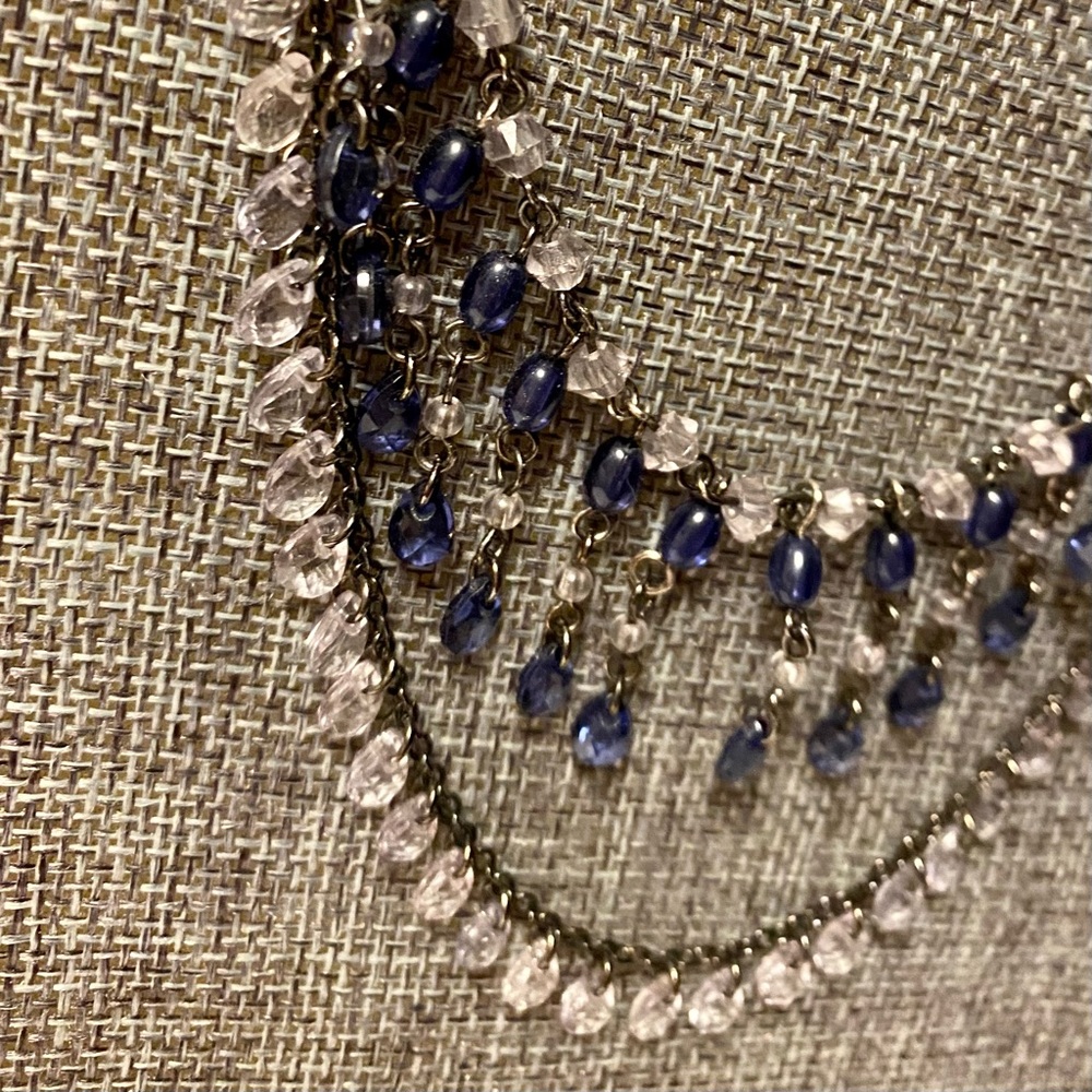 💜 NECKLACE | Costume Jewelry | Purple/Graphite/Clear Beaded | EUC